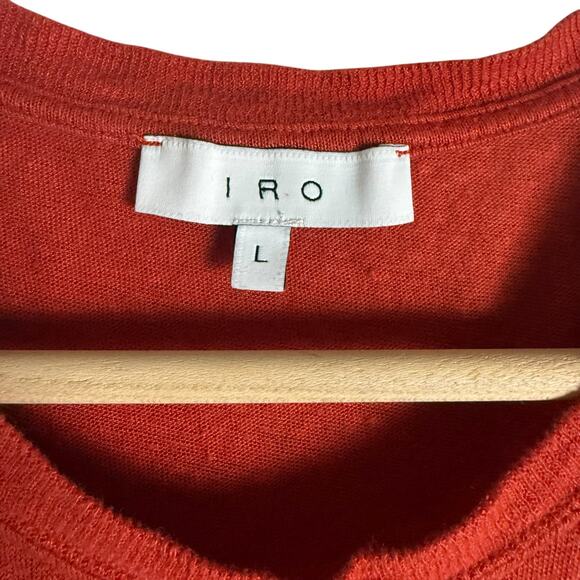 IRO Red 100% Linen Short Sleeve Crewneck Solid T-Shirt Men’s Size Large - Picture 8 of 9